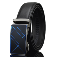 Mens Second Layer Leather Business Belt Fashion Automatic Buckle Waistband Strap