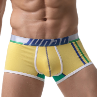 Mens Sexy Cotton Stitching Color Low Waist Breathable Boxer U Convex Underwear