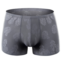 Mens Sexy Ice Silk Seamless Jacquard Casual Underwear