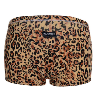 Mens Sexy Leopard Underpants Ice Silk Underwear Thin Summer Breathable Mid Rise Boxer