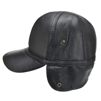 Mens Sheepskin Leather Ear Flaps Baseball Cap Casual Winter Warm Thick Gentleman Golf Hats