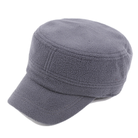 Mens Solid Polar Fleece Warm Flat Top Hat