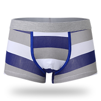 Mens Striped Printing Casual Underwear Cotton Soft Breathable Mid Rise Boxer