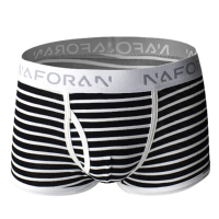 Mens Striped Printing Underwear Cotton Breathable Comfortable U Convex Boxer
