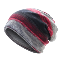 Mens Stripes Beanie Hat Outdoor Winter Plus Cashmere Warm Bonnet Hat Multi Function Scarf