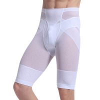 Mens Thin High Rise Elastic Fat Burning Tight Tummy Tuck Hip Lifting Knee Length Boxers