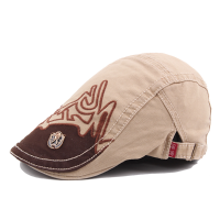Mens Unisex Cotton Embroidery Letter Beret Caps Casual Sunscreen Forward Painter Hat Adjustable