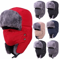 Mens Winter Canadian Beaver Fur Russian Warm Ushanka Trapper Hat