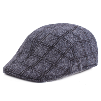 Mens Winter Cotton Plaid Peaked Cap