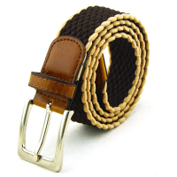 Mens Women Stretch Braided Elastic Belt Casual Pin Leather Buckle Strap Waistband