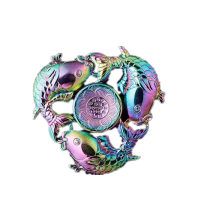 Metal Plating Three Fish Shape Fidget Hand Spinner Adhd Autism Reduce Stress Focus Attention Toys