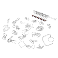 Metal Wire Puzzle Iq Mind Brain Teaser Puzzle Unlock Ring Solution Game Toys Set