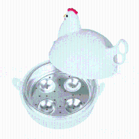 Microwave 4 Eggs Boiler Cooker Poacher Boiled Chicken Shaped Kitchen Cooking Tool