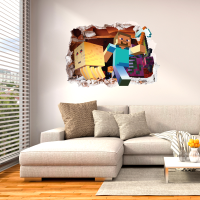 Minecraft Game 3d Steve Come Here Diy Home Decal Decor Wall Mural Decoration Sticker