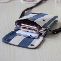 Mini Canvas Adjustable Shoulder Bag Handbag Keys Powerbank Stroage Purse For Phone Under 6 Inch