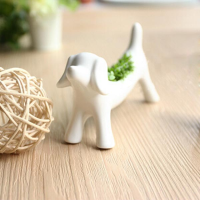 Mini Ceramic Dog Aerobic Potted Plants Home Office Bonsai