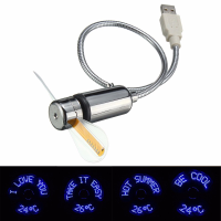 Mini Flexible Gooseneck Clock Usb Fan Cool Led Light For Pc Notebook Time Display