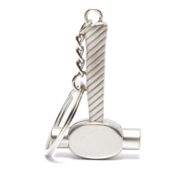 Mini Hammer Shaped Metal Pendant Keyring Key Ring Keyfob Keychain