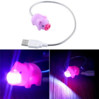 Mini Portable Cute Pig Flexible Usb Led Night Light For Power Bank Pc Laptop
