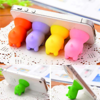Mini Silicone Cute Pig Shape Sucker Phone Stand Mobile Phone Rubber Holder For Phone Tablet