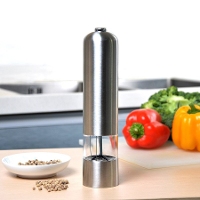 Miuk Electric Salt And Pepper Grinder Pepper Shaker Mill Kitchen Adjustable Stainless Steel Battery Powered Spice Muller With Clear Acrylic Window Ceramic Grinder Core Automatic Led Light