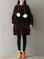 Mori Girl Velvet Hooded Sweatshirt Dress