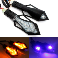 Motorcycle Turn Signal 13 Led Indicators Light Amber Blue Sword Shaped