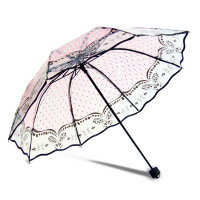 Multi Style Transparent Umbrella Pvc Three Folding Apollo Lace Thicken Windproof Novelty Rain Gear