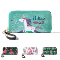 Multifunctional Unicorn Women Wallet Leather Purse Card Holder Zipper Phone Bag For Iphone Samsung