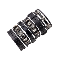 Multilayer Genuine Leather Skull Adjustable Bracelet