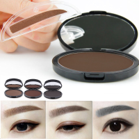 Natural Long Lasting Waterproof Eyebrow Stamp Brwon Grey Eyes Makeup Powder Palette Tool