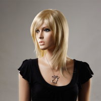 Nawomi 100% Kanekalon Synthetic Hair Wig Elegant Lady Medium Length Capless Side Bang Golden