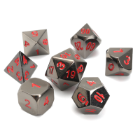 New Metal Polyhedral Dice With Bag Green Red 7 Piece Metal Set Dnd Rpg