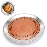 Non Stick Grill Pan Stainless Steel Picnic Bbq Plate Healthy Smokeless Roasting Stove