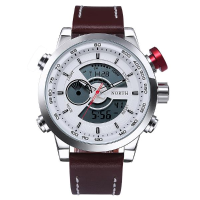 North 6015 Fashion Men Digital Watch Casual Luminous Muti Function Leather Strap Wristwatch