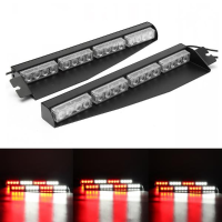 Pair 12v 32w Led Red&white Led Emergency Warning Strobe Working Light Visor Sucker Split Deck Light
