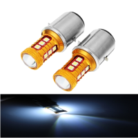 Pair 12v Ba20d H6 Cob Motorcycle Headlight Led Bulbs W/ High Low Beam