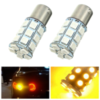 Pair 21w 5050 27smd Led Car Turn Signal Light Tail Lamp Reverse Bulb Yellow 12v