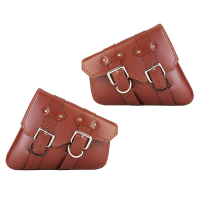 Pair Motorcycle Saddle Side Leather Bags Tool Pouch Universal For Harley