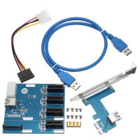 Pci E 1x Expansion Kit 1 To 4 Ports Switch Multiplier Hub Riser Card Usb 3.0 Cable