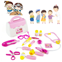 Pink 15pcs Doctor Medical Set Toy Nurse Carry Box Kid Role Play Pretend Kit Case