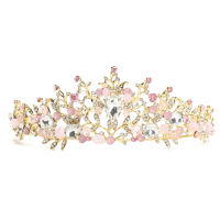 Pink Bridal Wedding Crystal Crown Headband Headpiece Earring