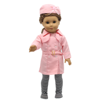 Pink Doll Clothes Suit Handmade Stewardess Uniform For 18inch American Girl