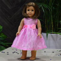Pink Dress Lace Doll Clothes For 18inch American Girl