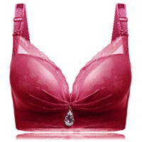 Plump Lace Trim Printed Wireless Gather Breathable Bras
