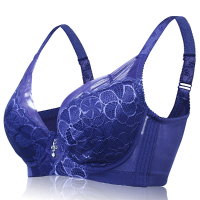 Plus Size Comfy Embroidery Gathered Adjustment Sexy Lace Breathable Thin Bras
