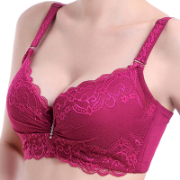 Plus Size D Cup Sexy Lacy Embroidery Gather Adjustment Underwire Push Up Thin Bras