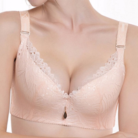 Plus Size Sexy Lace Floral Embroidery Push Up Tops Breathable Comfy Thin Bras