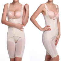 Plus Size Women Breathable Open Crotch Lace Jacquard Body Suit Underbust Corset Shapewear