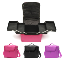 Portable Cloth Makeup Box Double Open Large Multi Storey Cosmetic Bag Brushes Container